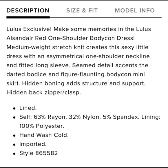 NWT Lulus one shoulder red bodycon dress, size XS - Picture 5 of 12